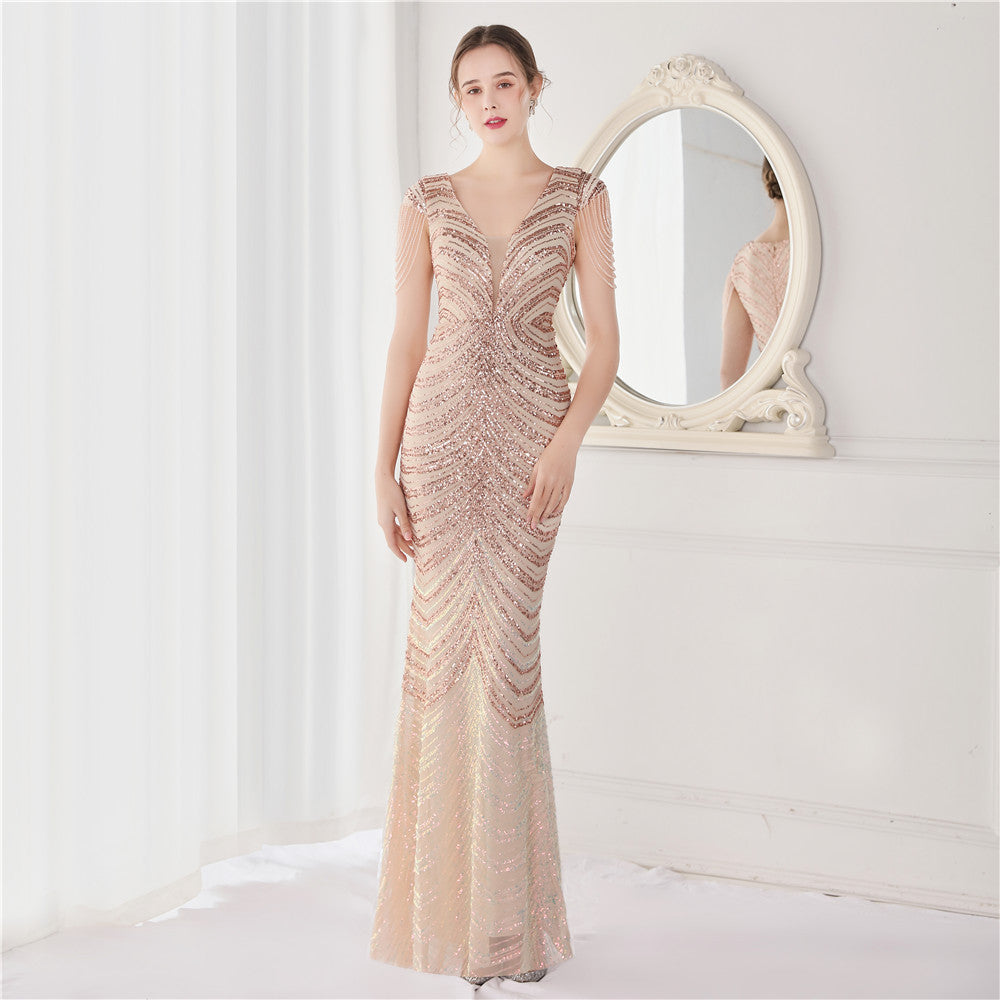 Sofya 19085# positioning flower beads + craft beads party evening dress long toast bride
