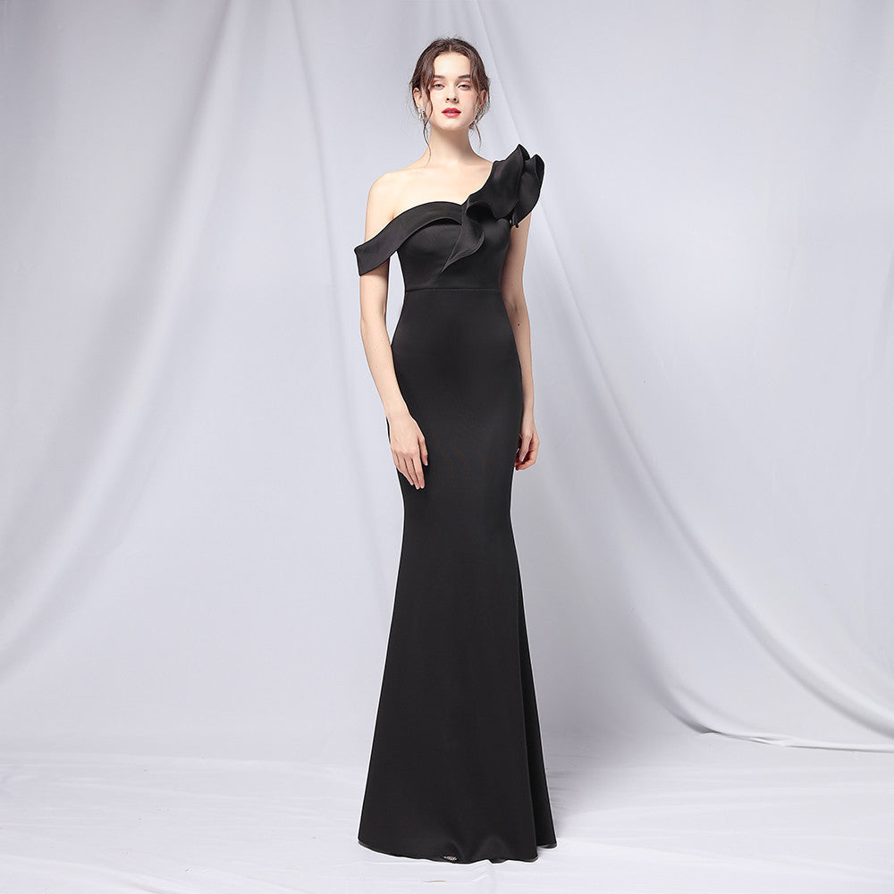 Sofya 18732 # 6 Colors One Shoulder Banquet Evening Dress Fashion Party Long Elegant Slimming Fishtail Dress