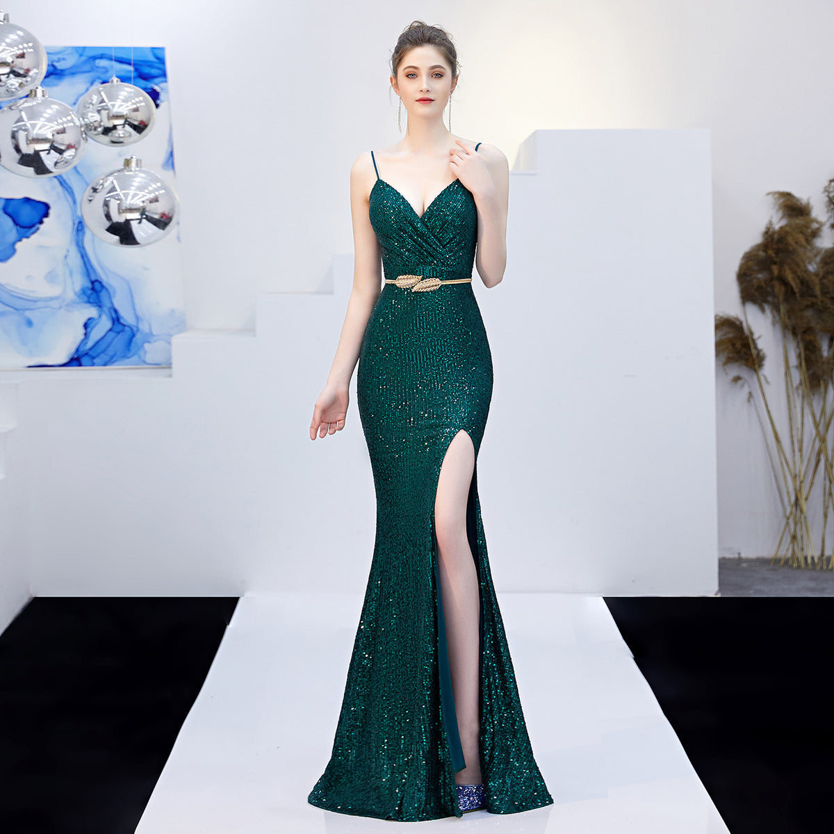 Sofya 16276 # Fairy-Like Dreamy Celebrity Party Long Slimming Toast Performance Fishtail Long Dress Evening Dress