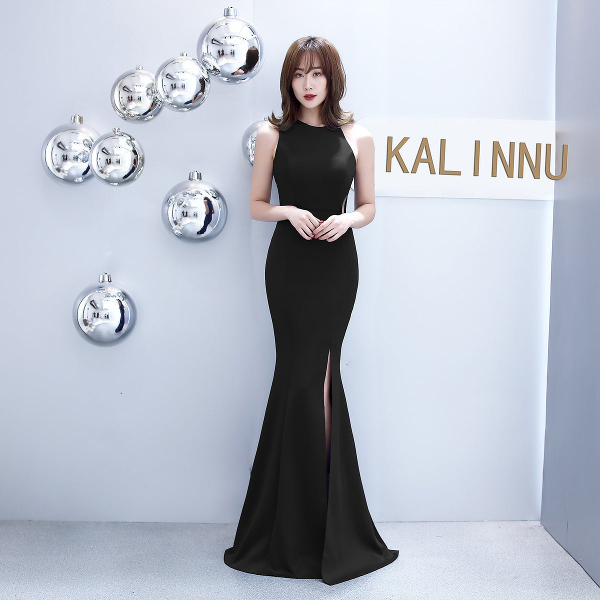 Sofya 815 # Halter Neck Fishtail Slim Fit Wedding Banquet Evening Dress for Women, Slit Hem, and Elegant Gown