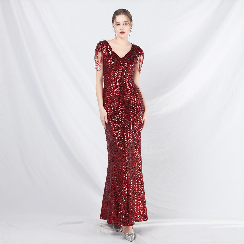 Sofya 31621 # New A-Line Large Hem Dress with Handcrafted Beads and Sequins, Long A-Line Evening Dress