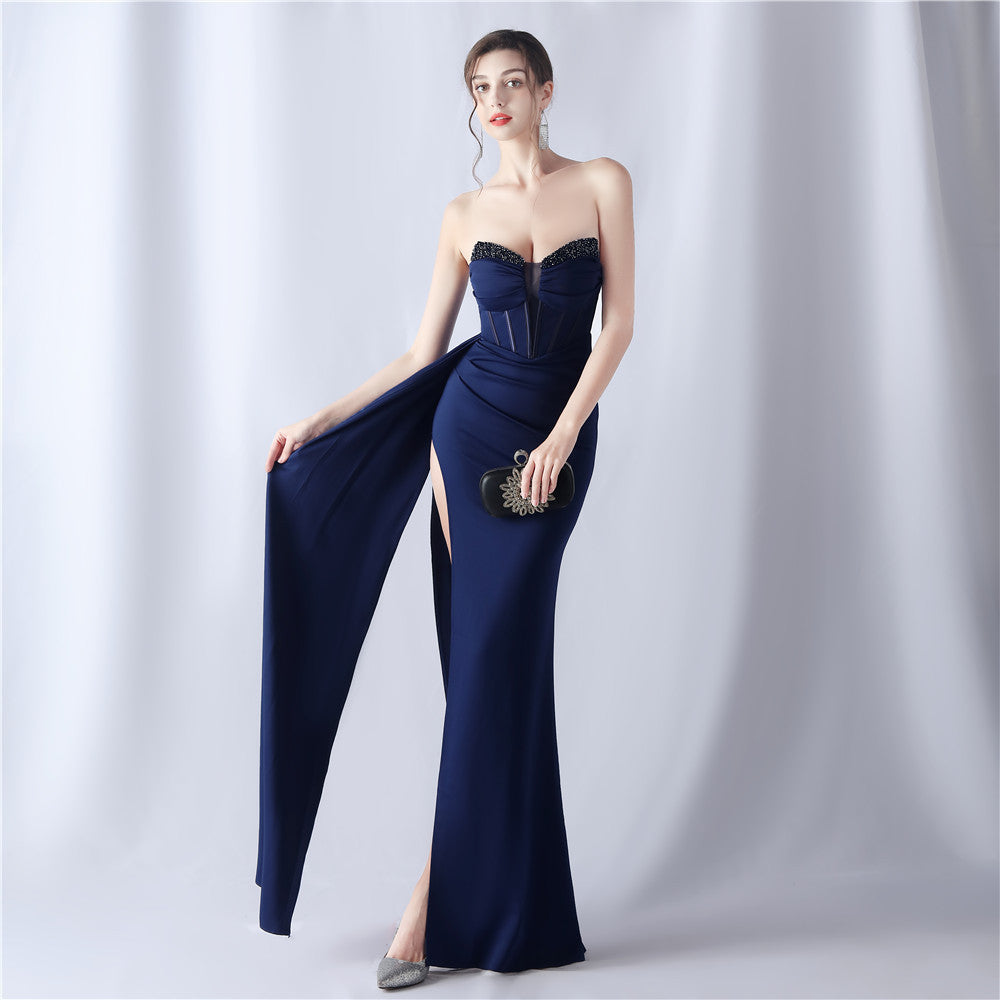 Sofya 31525 # Stylish Fishbone Waist-Cinching Heavy Beaded New High-End Evening Dress
