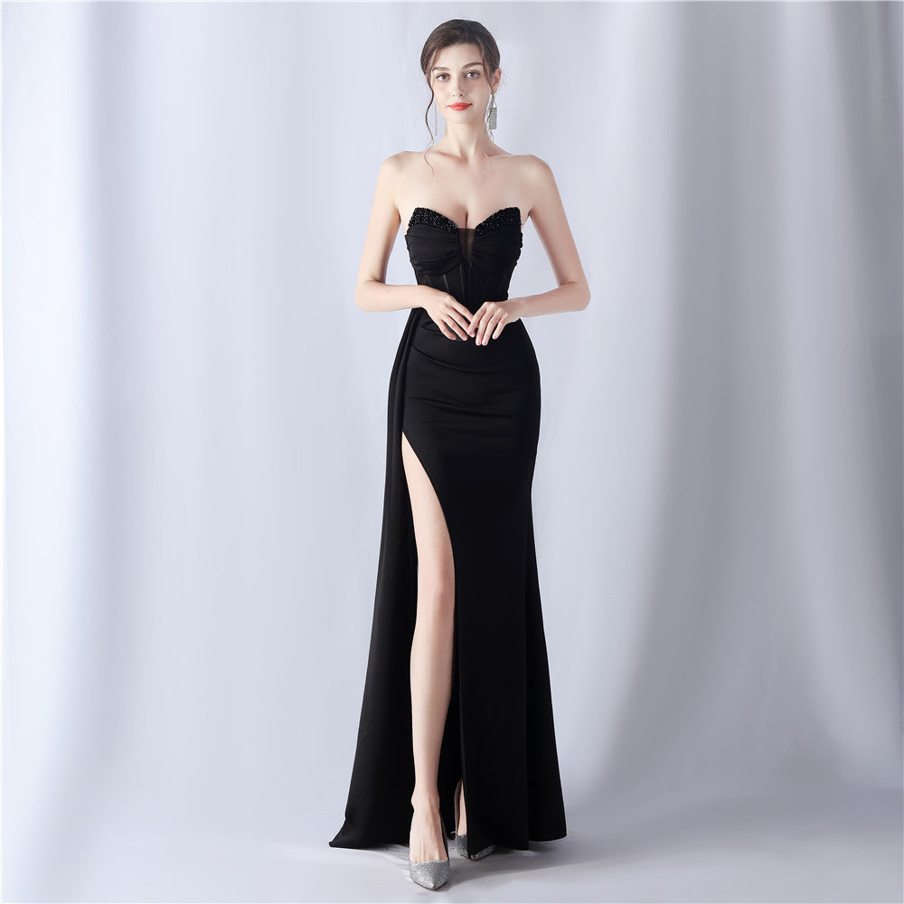 Sofya 31525 # Stylish Fishbone Waist-Cinching Heavy Beaded New High-End Evening Dress