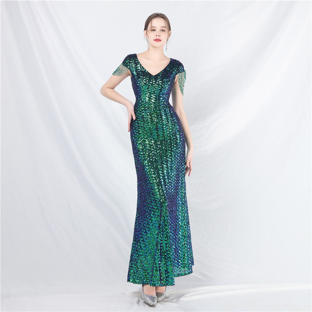 Sofya 31621 # New A-Line Large Hem Dress with Handcrafted Beads and Sequins, Long A-Line Evening Dress
