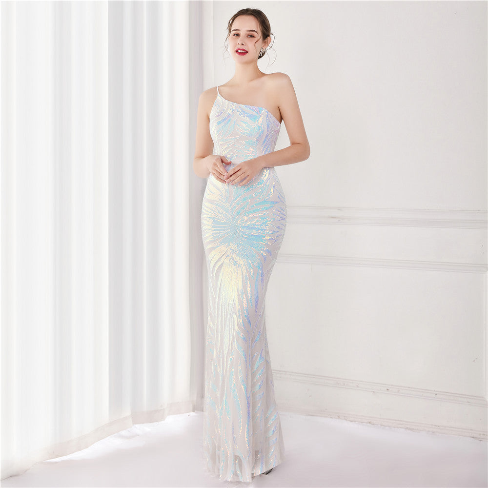 Sofya 19112 # New Sequin Style Sequin Fairy Lady Party Party Evening Dress Long Toast Dress Bride