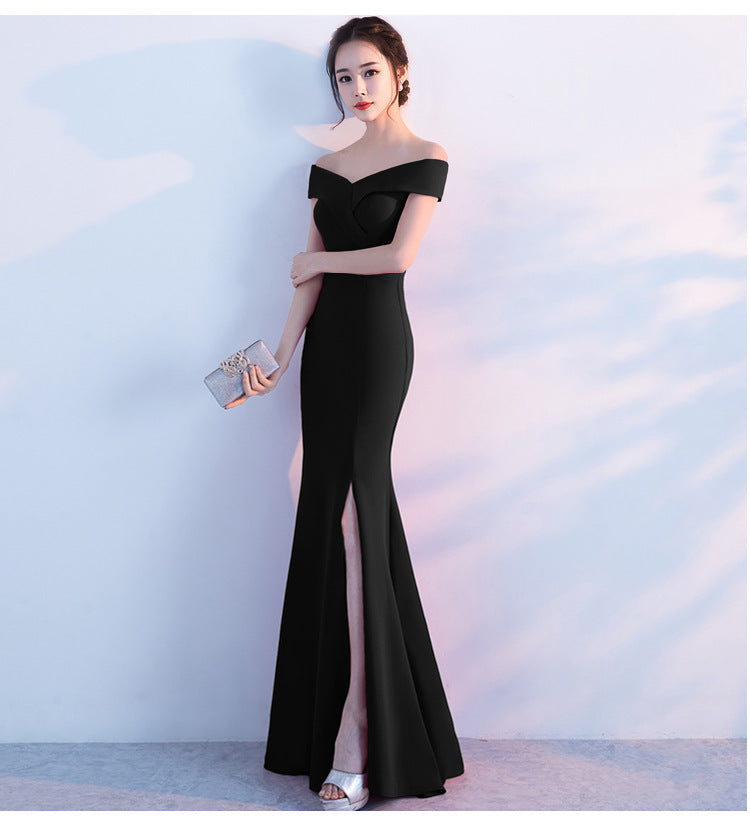 Sofya 8642 # Banquet Evening Dress Chen Qixiong Elegant Long One-Shoulder Fishtail Host Dress Long Skirt