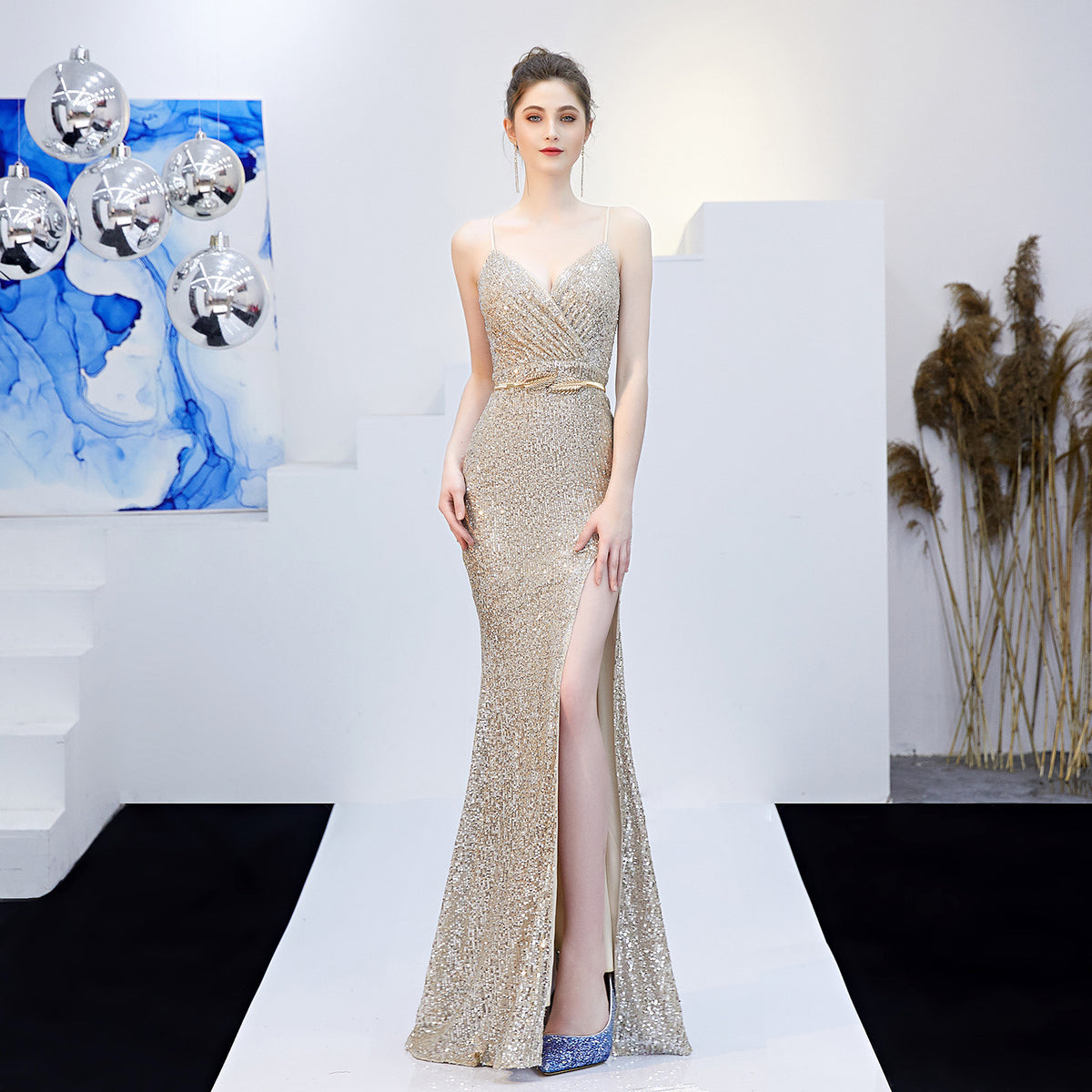 Sofya 16276 # Fairy-Like Dreamy Celebrity Party Long Slimming Toast Performance Fishtail Long Dress Evening Dress