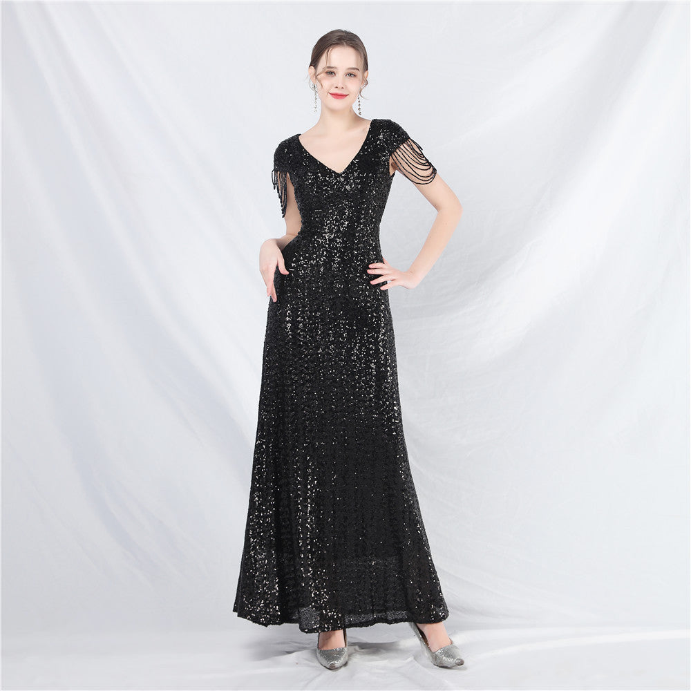 Sofya 31621 # New A-Line Large Hem Dress with Handcrafted Beads and Sequins, Long A-Line Evening Dress
