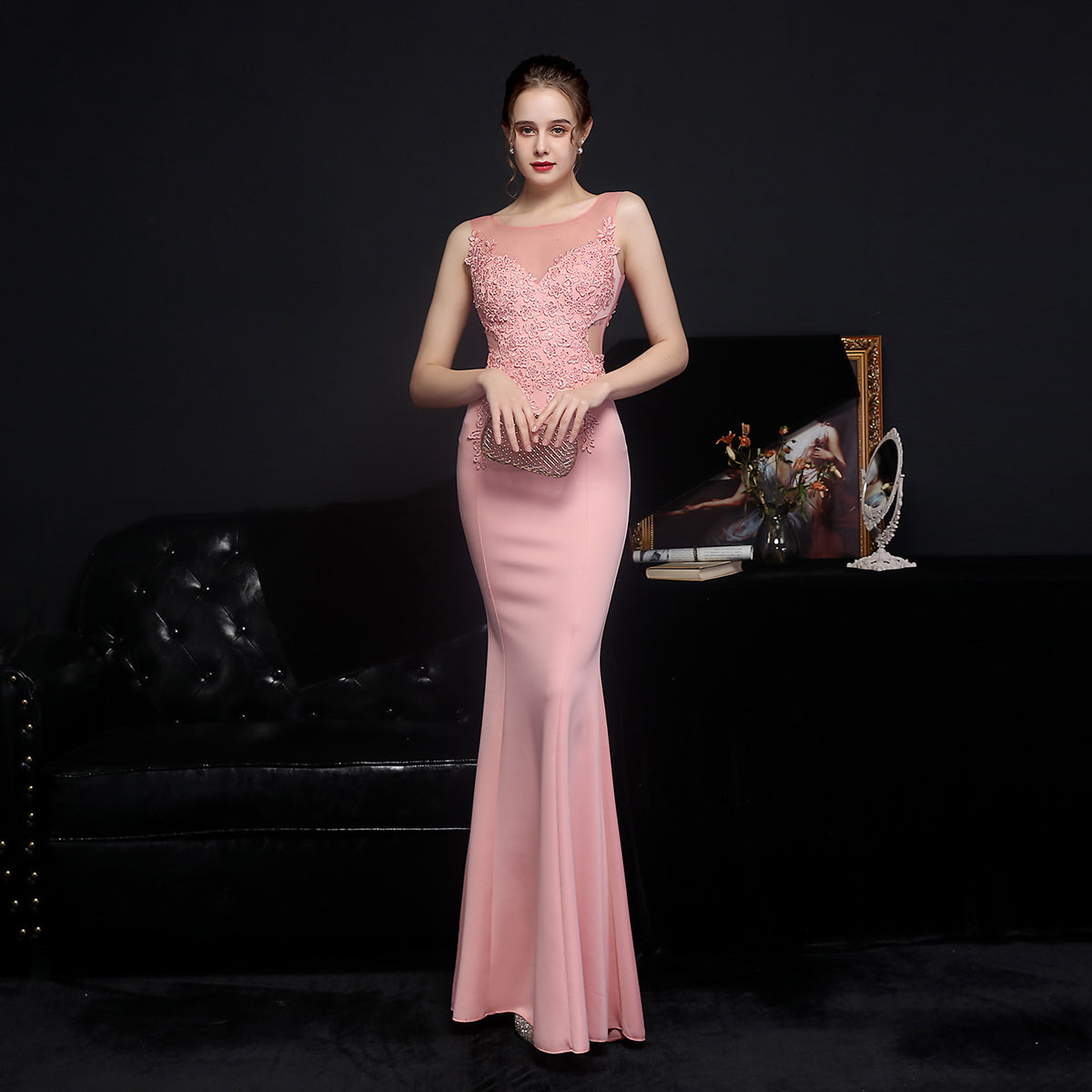 Sofya 16088# Full Craft Lace Ironing European Diamond Toast Dress Bride Long Appreciation Banquet Fishtail Dress Wedding Evening Dress