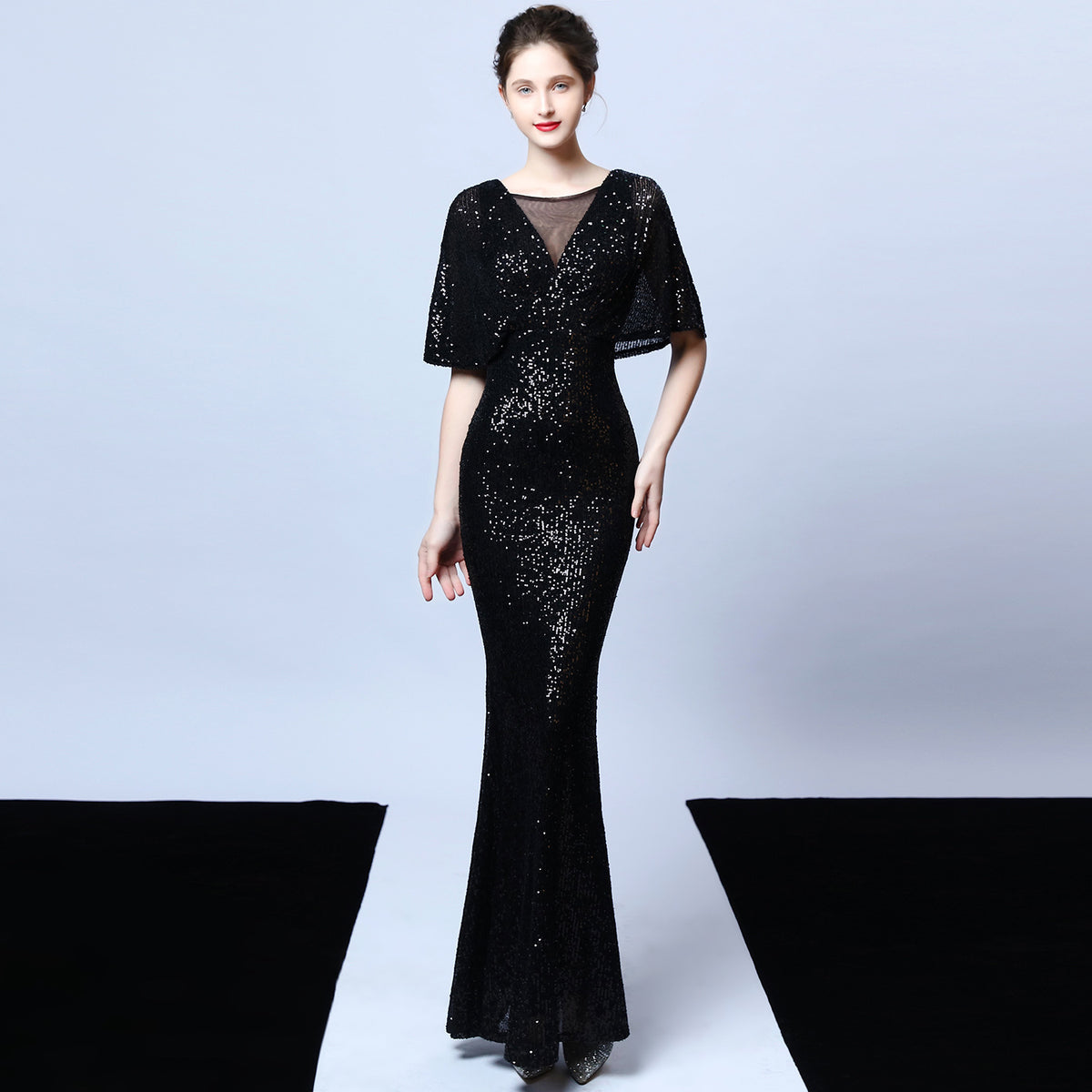 Sofya 18013# polyester thread tassel beads fishtail banquet elegant temperament annual host car model party dress women autumn