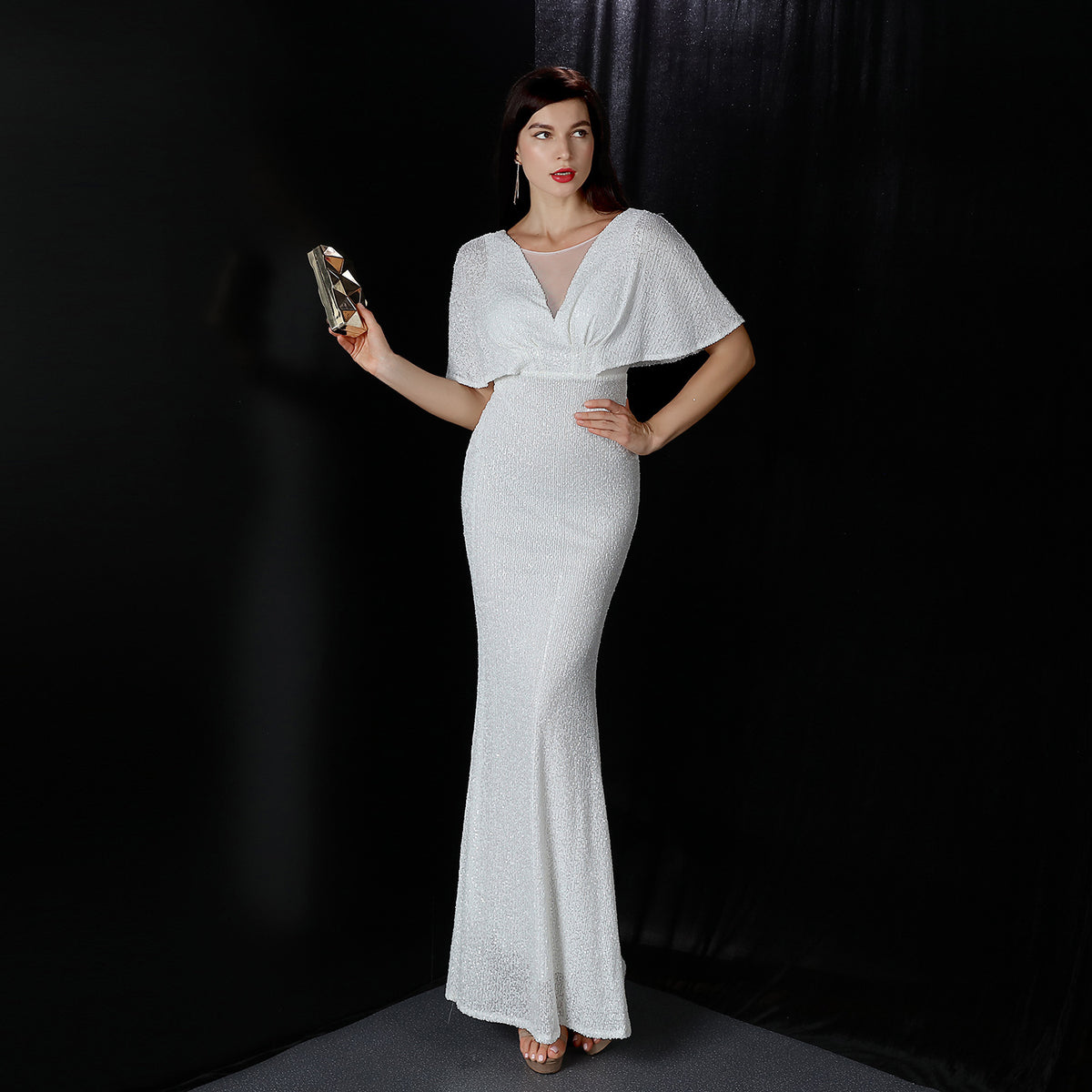 Sofya 18013# polyester thread tassel beads fishtail banquet elegant temperament annual host car model party dress women autumn