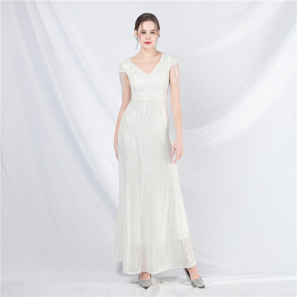 Sofya 31621 # New A-Line Large Hem Dress with Handcrafted Beads and Sequins, Long A-Line Evening Dress
