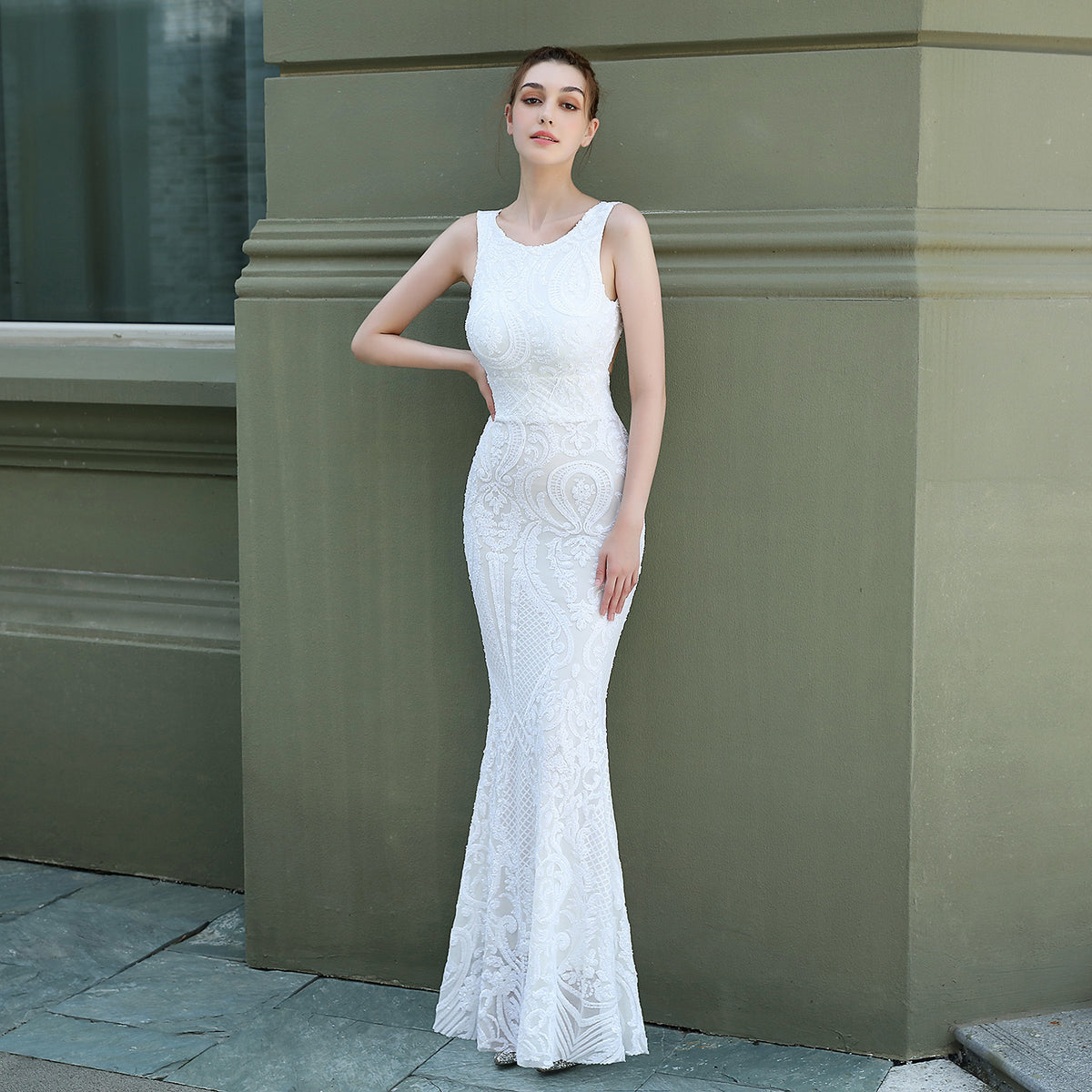 Sofya 18165 # New Sequin Fishtail Long Evening Dress Car Model Exhibition Performance Event Banquet Etiquette Dress
