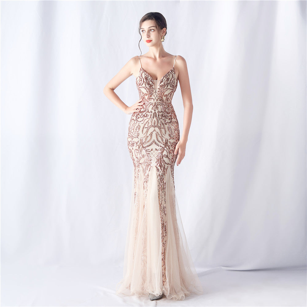 Sofya 31551 # Positioning Flower Beads Mesh New Product Classy Evening Dress