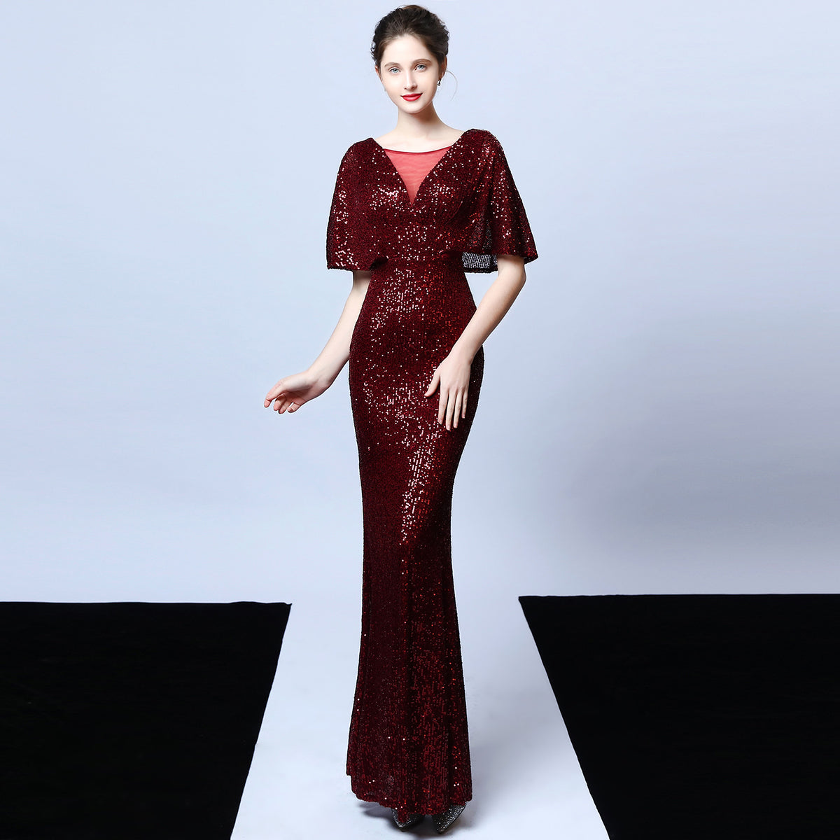 Sofya 18013# polyester thread tassel beads fishtail banquet elegant temperament annual host car model party dress women autumn