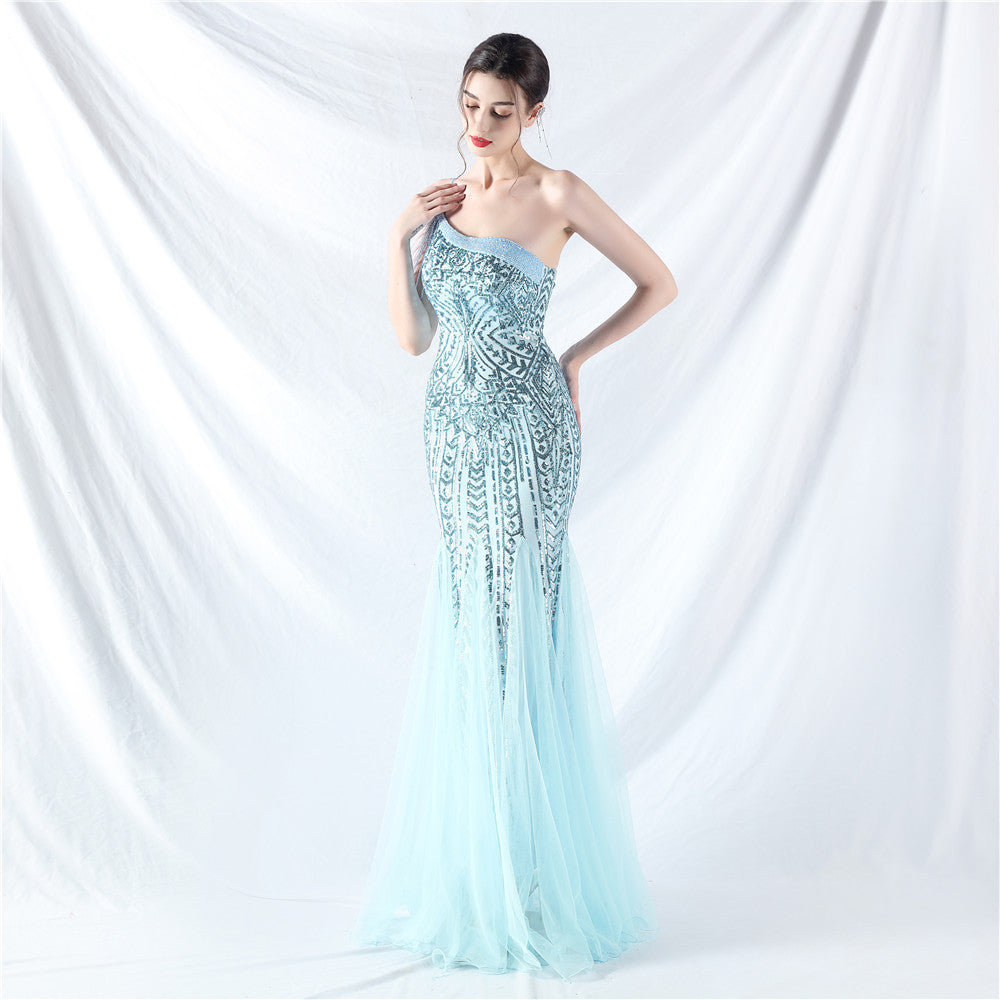Sofya 31960 # Dress Craft Beading Positioning Flower Beads and Mesh High-End Evening Dress