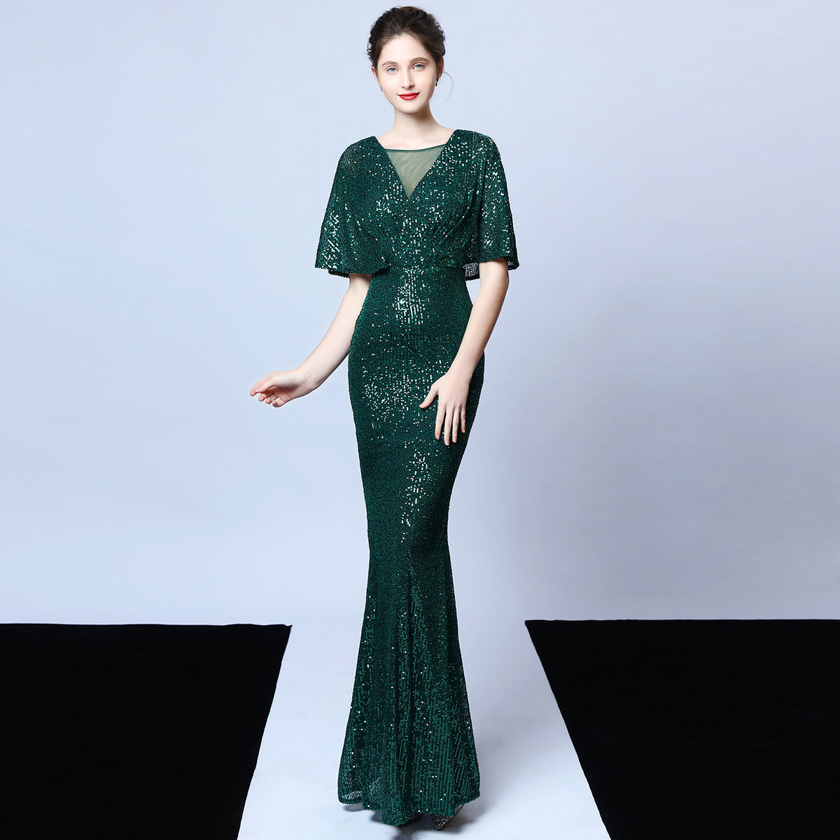 Sofya 18013# polyester thread tassel beads fishtail banquet elegant temperament annual host car model party dress women autumn