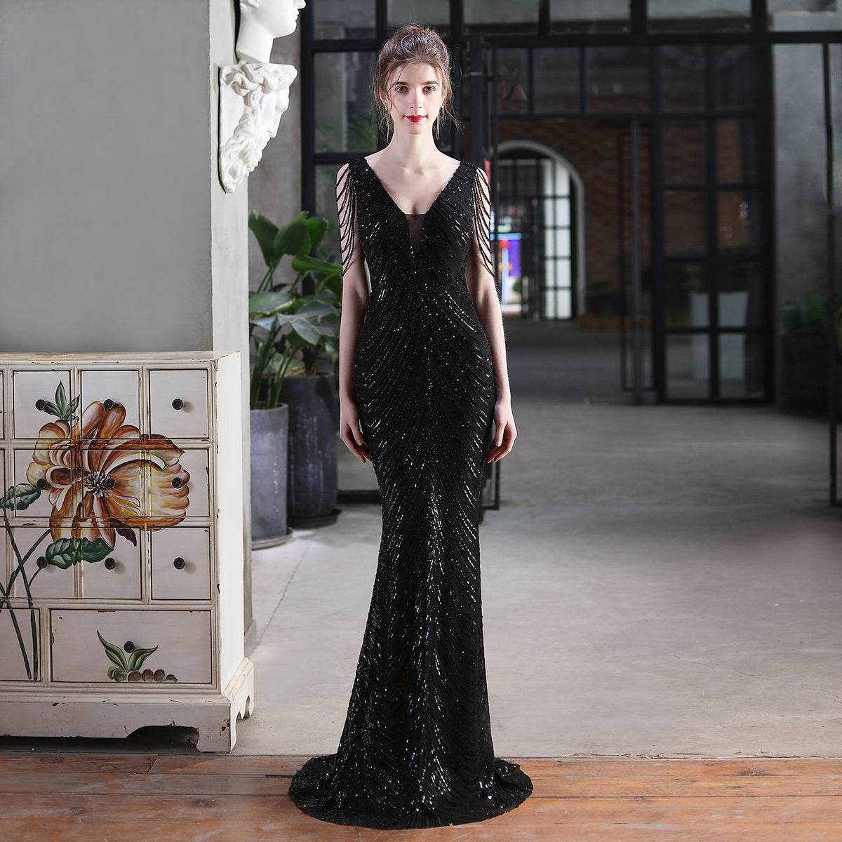 Sofya 18691 # New Sequin Mermaid Long Dress Performance Internet Celebrity Event Banquet Car Model Etiquette Evening Dress