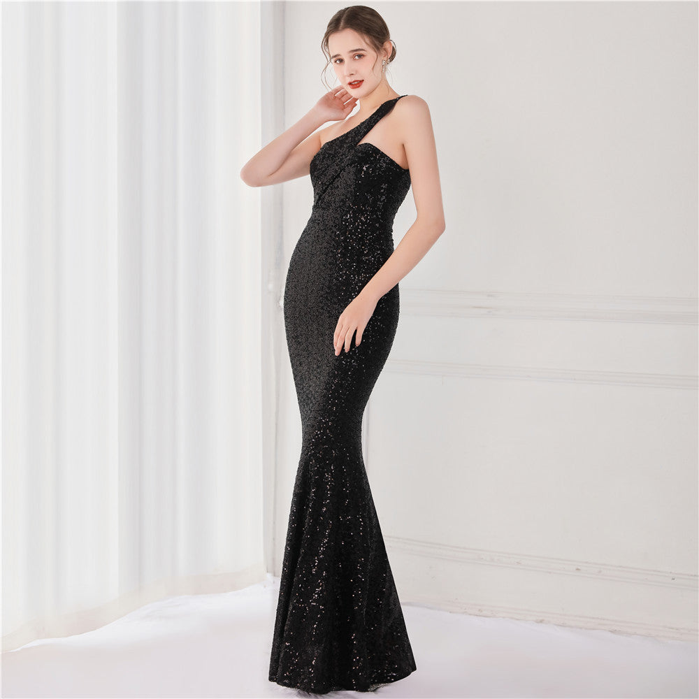 Sofya 18891 # Sequin 8-Color Dreamy Celebrity Party Evening Dress Long Toast Dress Host Dress