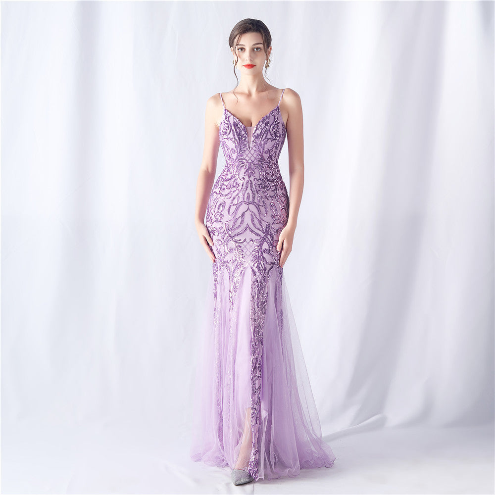 Sofya 31551 # Positioning Flower Beads Mesh New Product Classy Evening Dress
