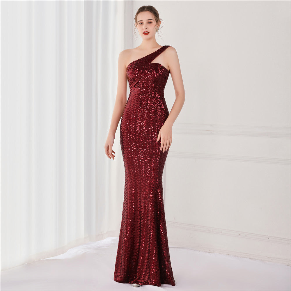 Sofya 18891 # Sequin 8-Color Dreamy Celebrity Party Evening Dress Long Toast Dress Host Dress