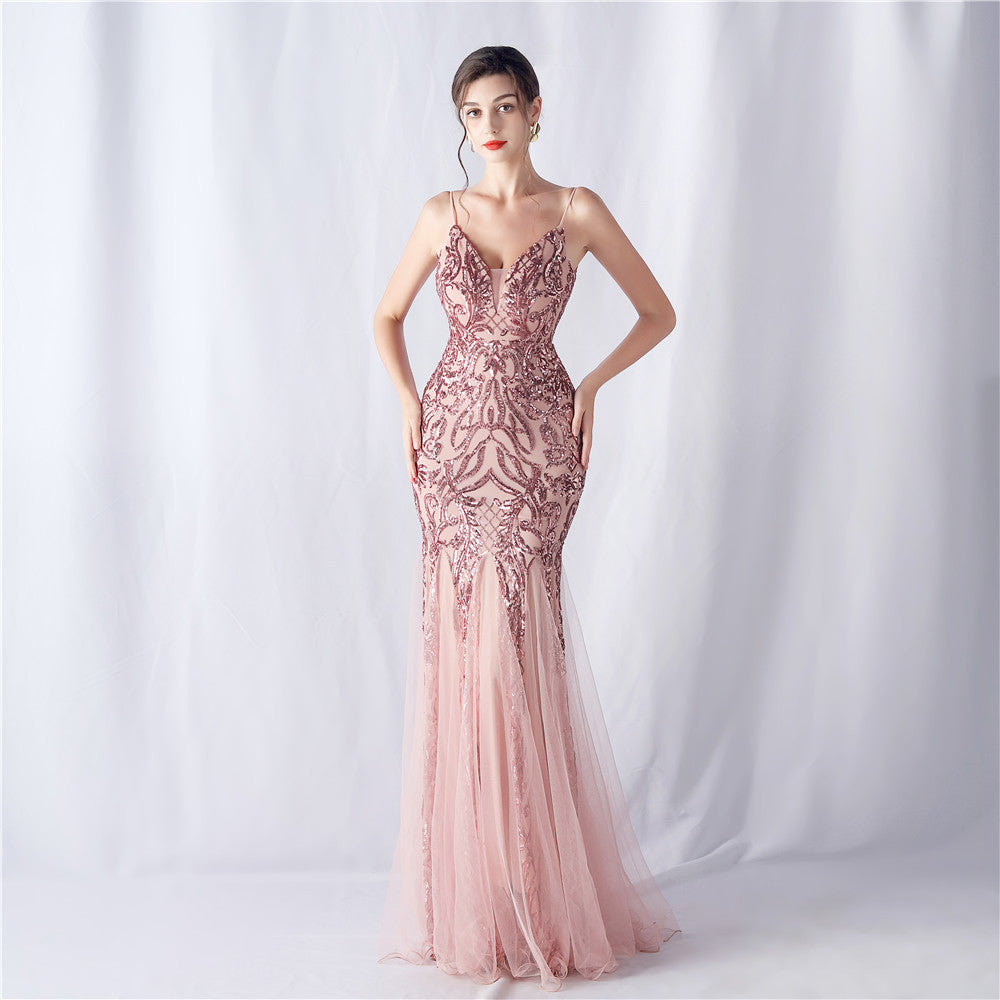 Sofya 31551 # Positioning Flower Beads Mesh New Product Classy Evening Dress