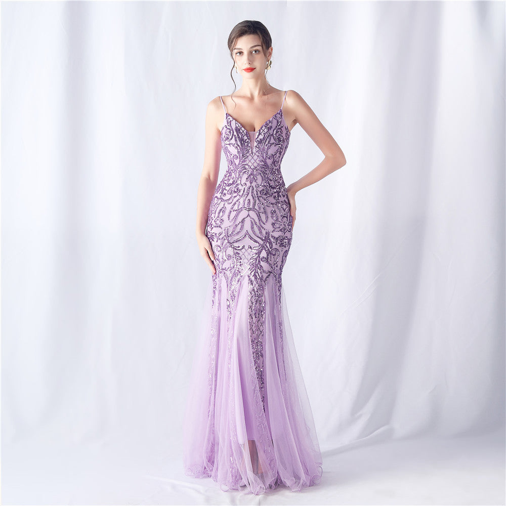 Sofya 31551 # Positioning Flower Beads Mesh New Product Classy Evening Dress