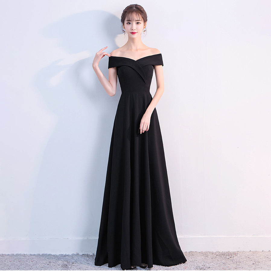 Sofya 1328 # Evening Dress Women's 2018 New Banquet Black Party Dress One Shoulder Long Dress End