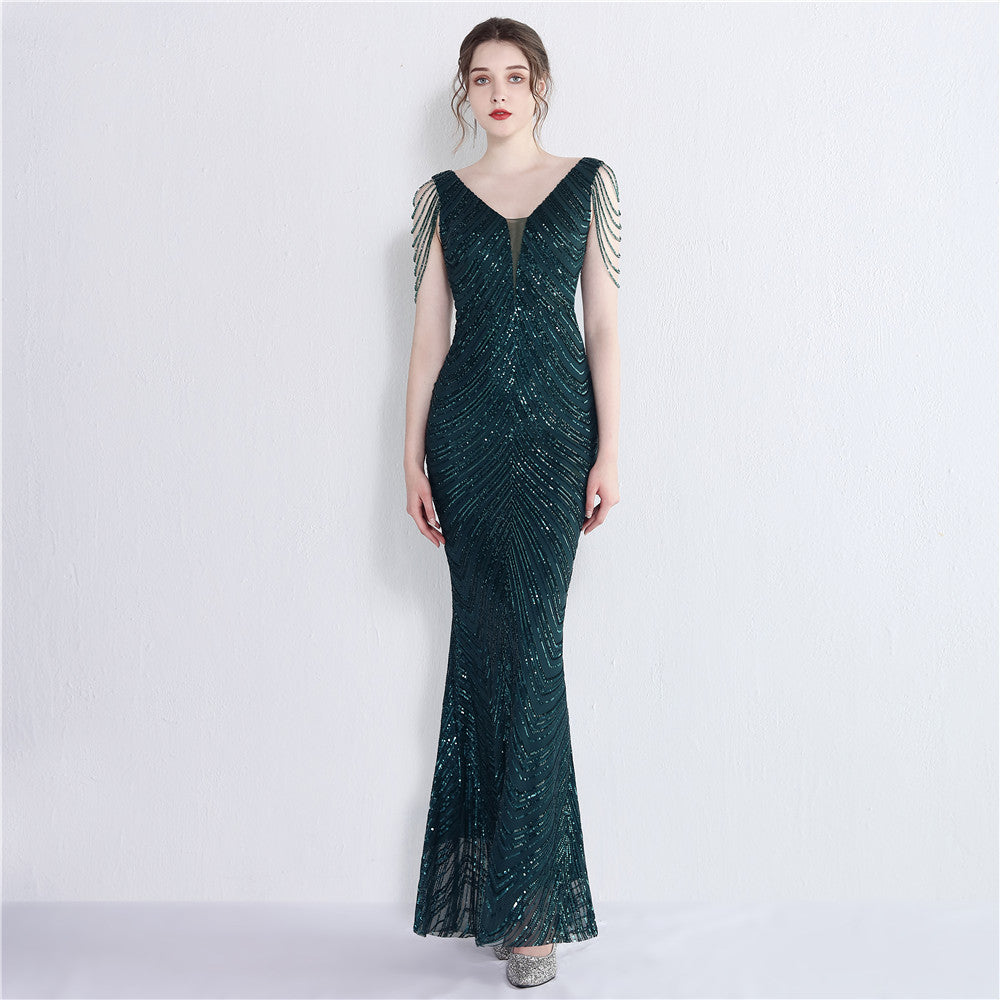 Sofya 18691 # New Sequin Mermaid Long Dress Performance Internet Celebrity Event Banquet Car Model Etiquette Evening Dress