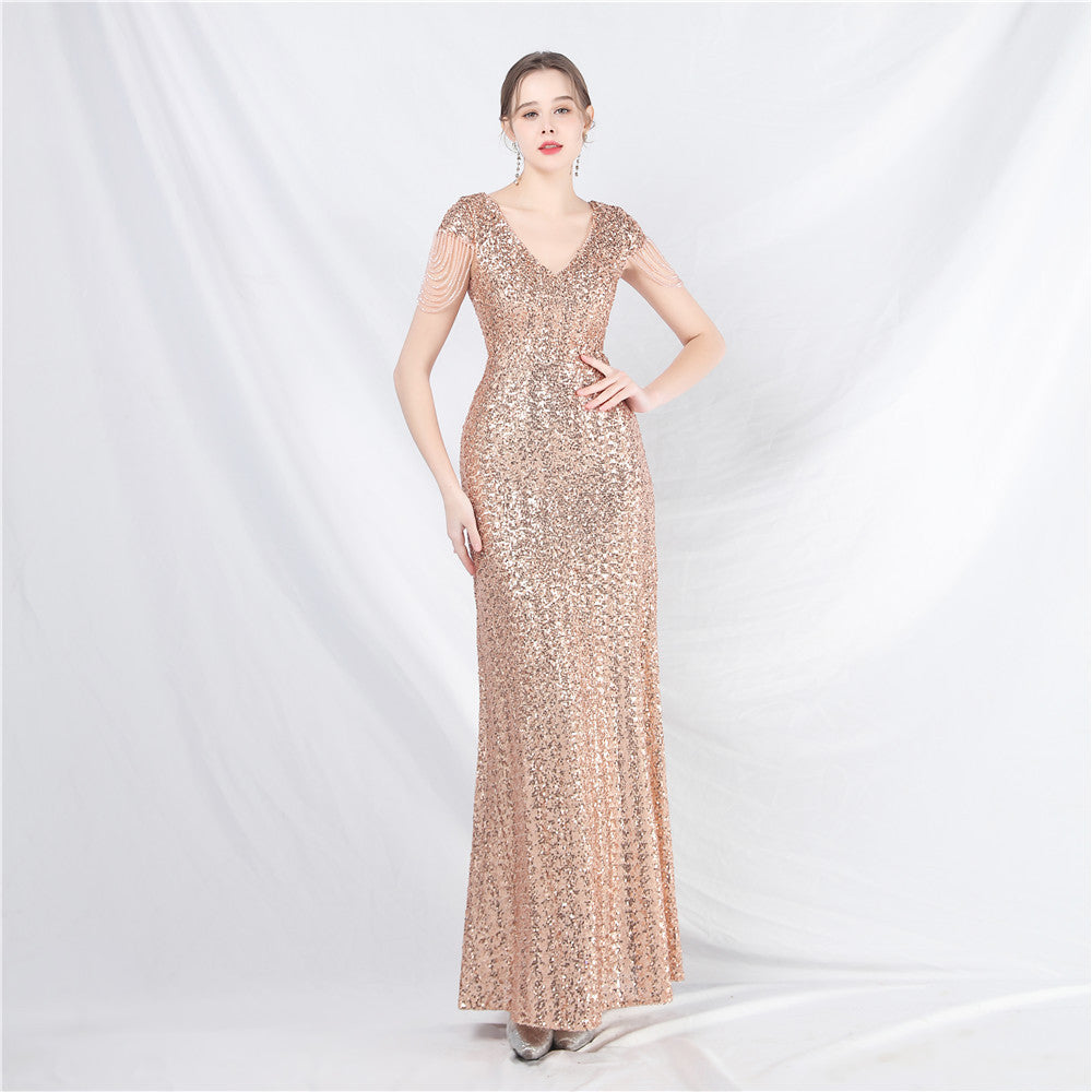 Sofya 31621 # New A-Line Large Hem Dress with Handcrafted Beads and Sequins, Long A-Line Evening Dress