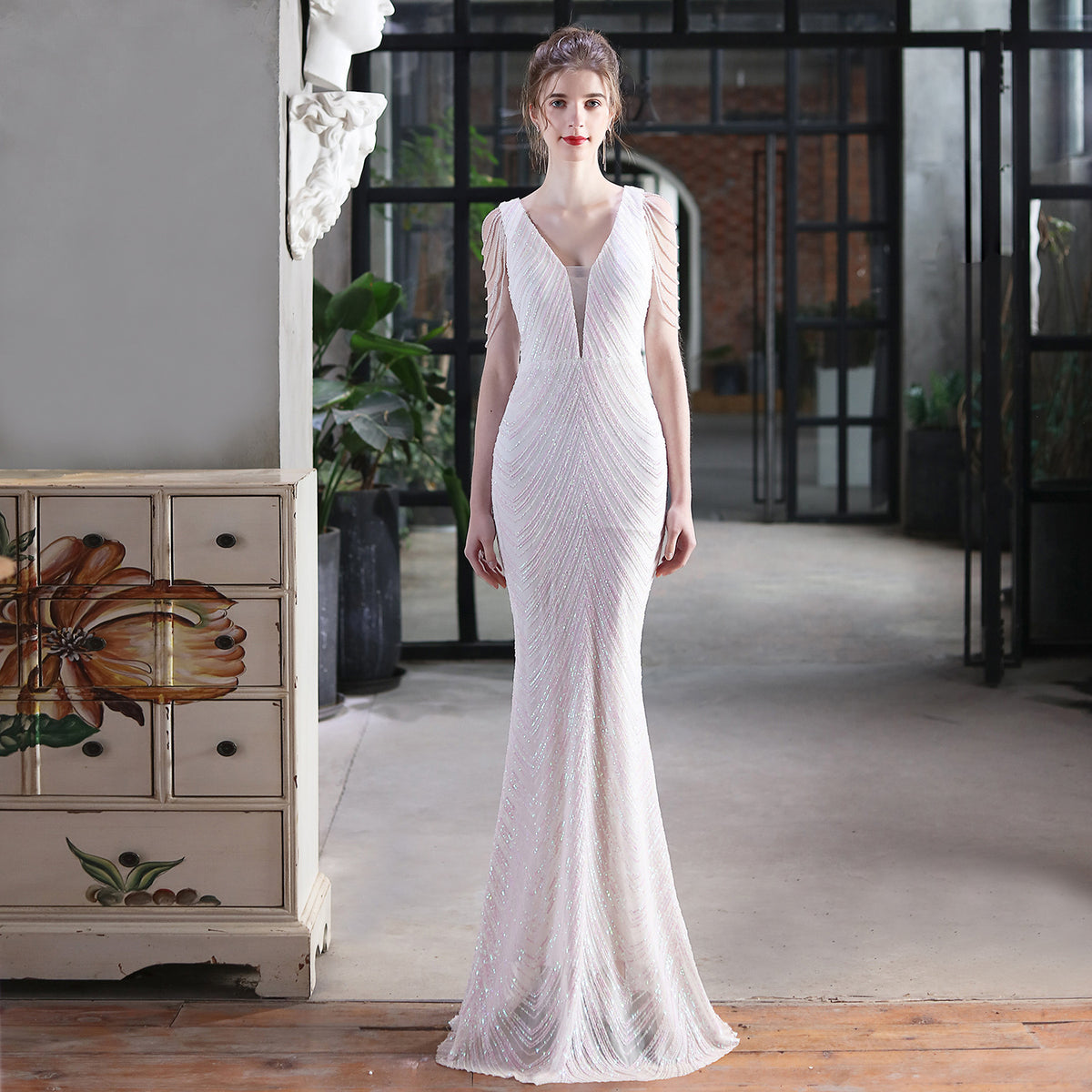 Sofya 18691 # New Sequin Mermaid Long Dress Performance Internet Celebrity Event Banquet Car Model Etiquette Evening Dress