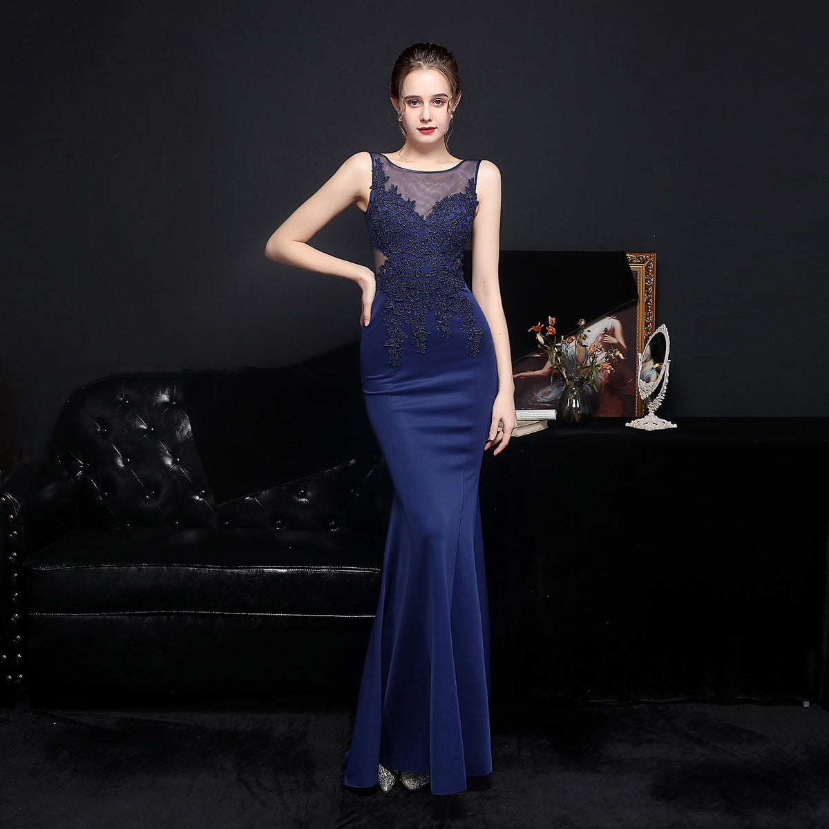 Sofya 16088# Full Craft Lace Ironing European Diamond Toast Dress Bride Long Appreciation Banquet Fishtail Dress Wedding Evening Dress