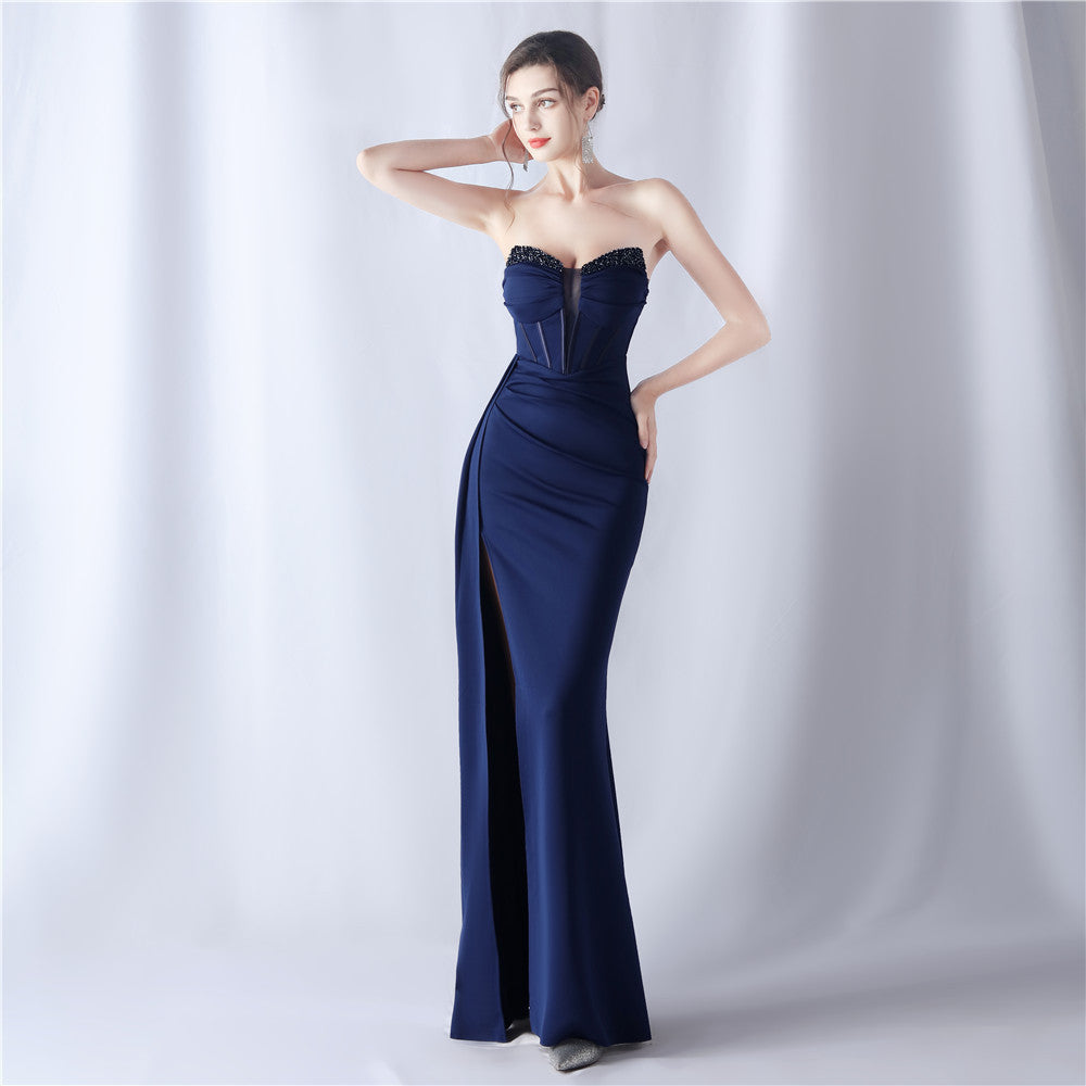 Sofya 31525 # Stylish Fishbone Waist-Cinching Heavy Beaded New High-End Evening Dress