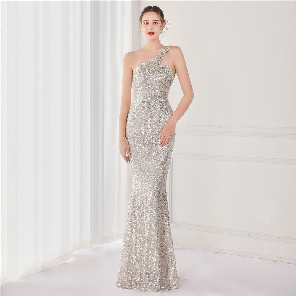 Sofya 18891 # Sequin 8-Color Dreamy Celebrity Party Evening Dress Long Toast Dress Host Dress