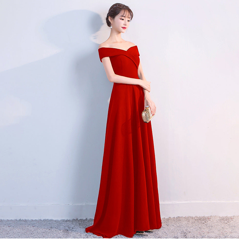 Sofya 1328 # Evening Dress Women's 2018 New Banquet Black Party Dress One Shoulder Long Dress End