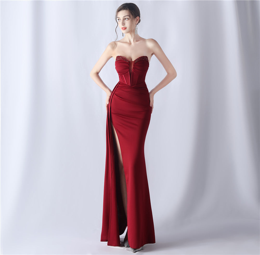 Sofya 31525 # Stylish Fishbone Waist-Cinching Heavy Beaded New High-End Evening Dress