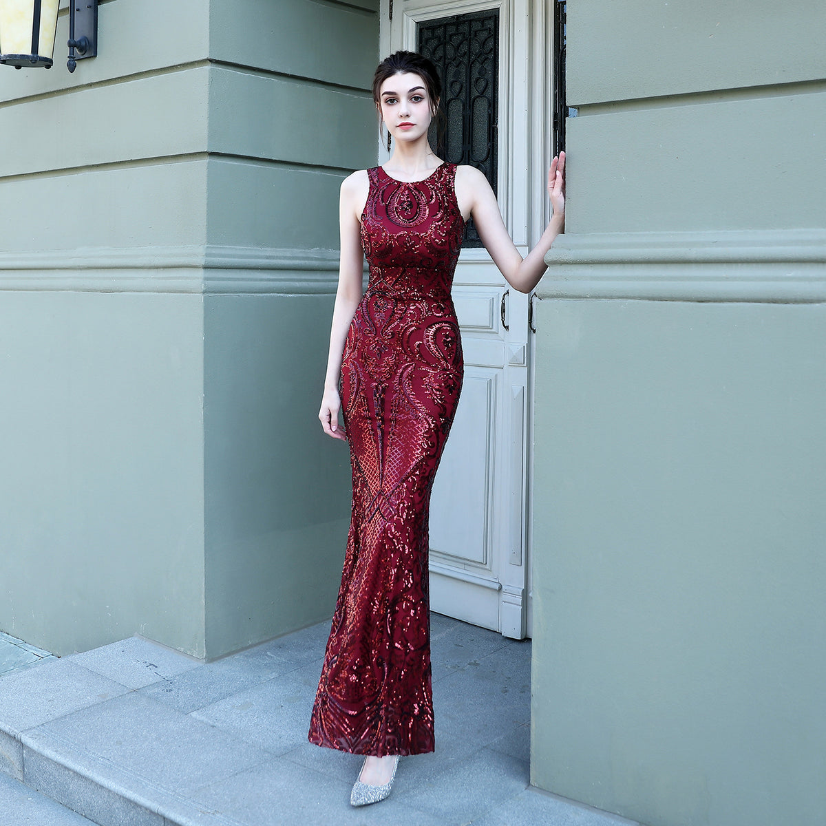Sofya 18165 # New Sequin Fishtail Long Evening Dress Car Model Exhibition Performance Event Banquet Etiquette Dress