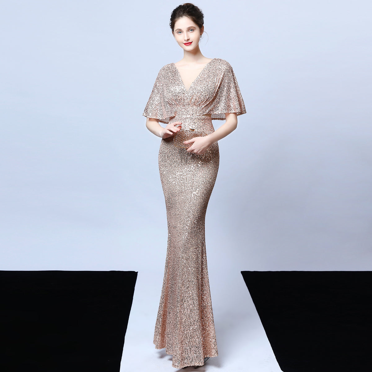 Sofya 18013# polyester thread tassel beads fishtail banquet elegant temperament annual host car model party dress women autumn