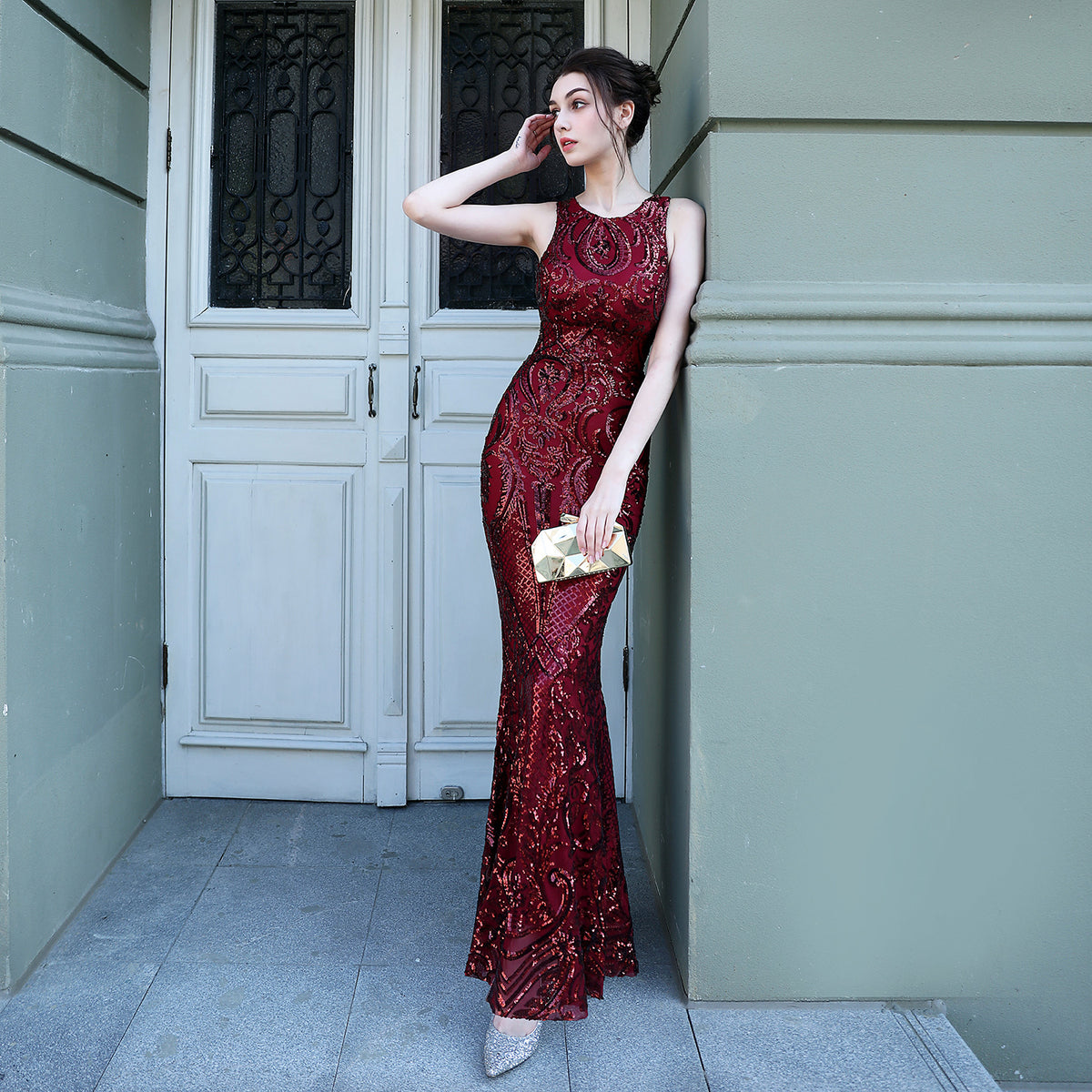 Sofya 18165 # New Sequin Fishtail Long Evening Dress Car Model Exhibition Performance Event Banquet Etiquette Dress