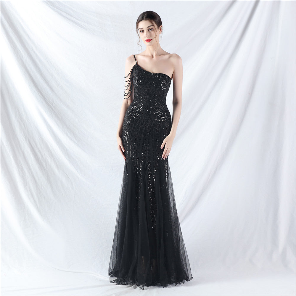 Sofya 31960 # Dress Craft Beading Positioning Flower Beads and Mesh High-End Evening Dress