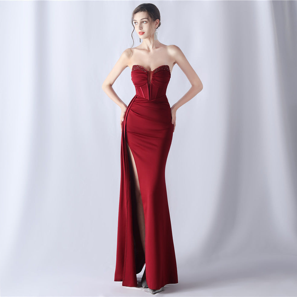 Sofya 31525 # Stylish Fishbone Waist-Cinching Heavy Beaded New High-End Evening Dress