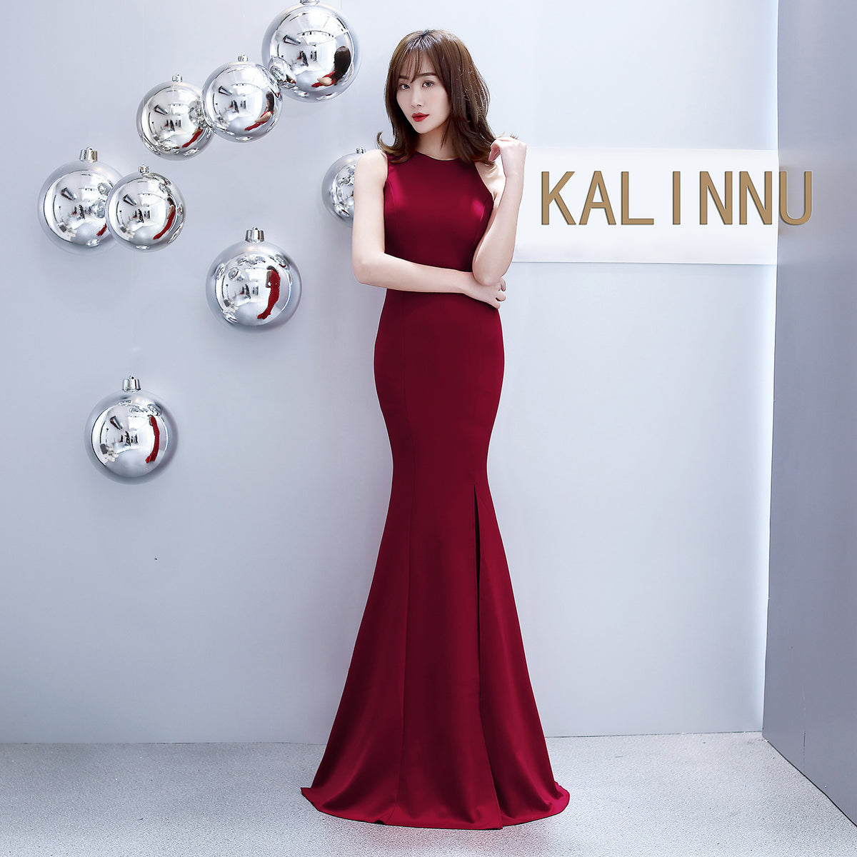 Sofya 815 # Halter Neck Fishtail Slim Fit Wedding Banquet Evening Dress for Women, Slit Hem, and Elegant Gown