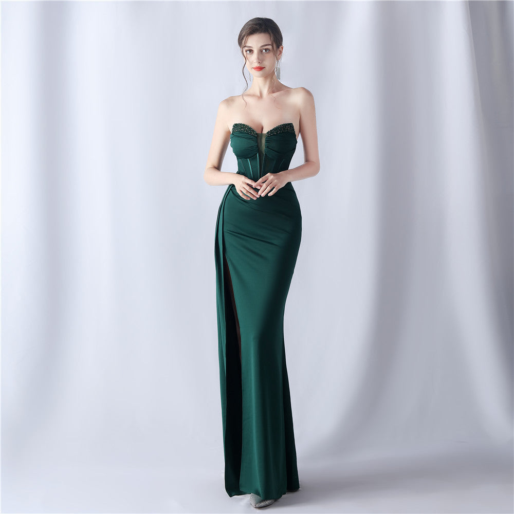 Sofya 31525 # Stylish Fishbone Waist-Cinching Heavy Beaded New High-End Evening Dress