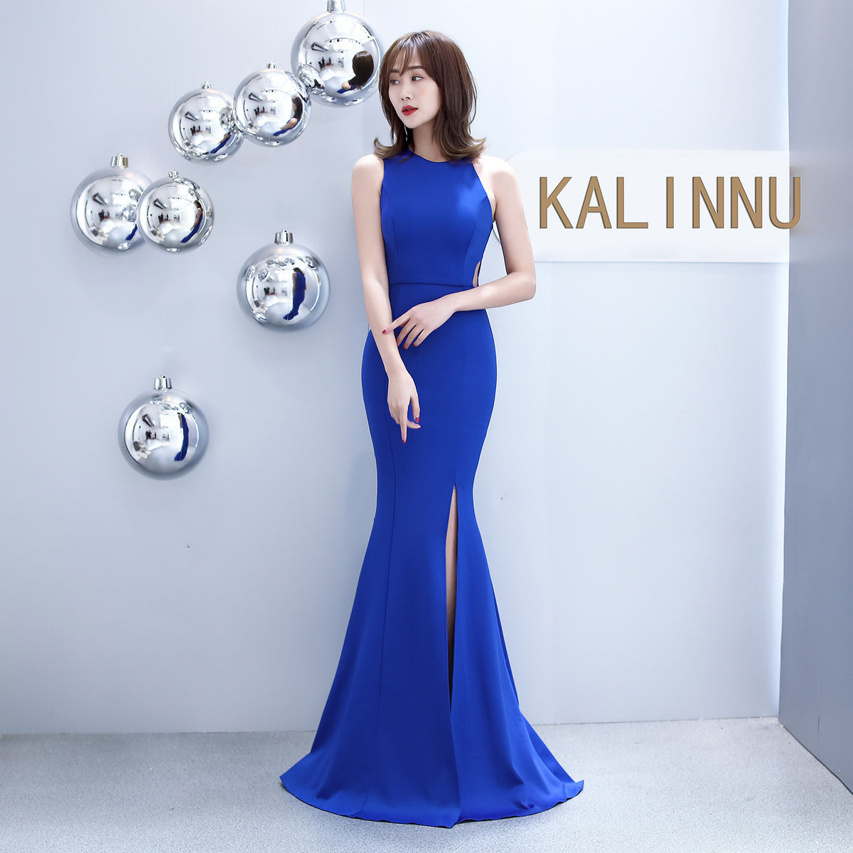 Sofya 815 # Halter Neck Fishtail Slim Fit Wedding Banquet Evening Dress for Women, Slit Hem, and Elegant Gown