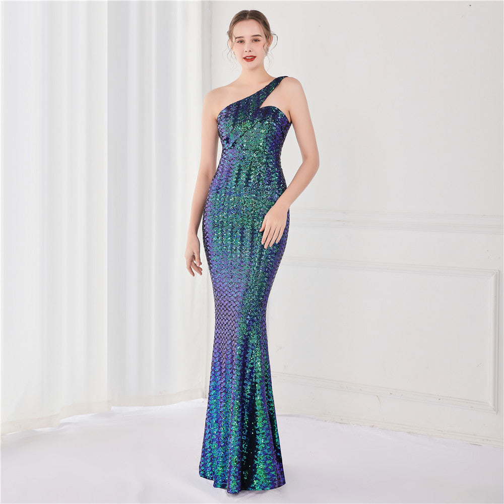 Sofya 18891 # Sequin 8-Color Dreamy Celebrity Party Evening Dress Long Toast Dress Host Dress