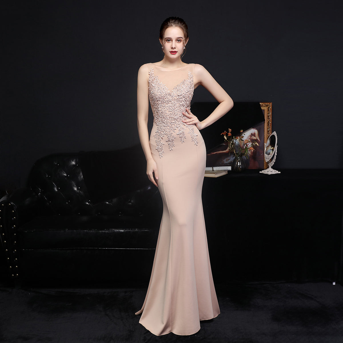 Sofya 16088# Full Craft Lace Ironing European Diamond Toast Dress Bride Long Appreciation Banquet Fishtail Dress Wedding Evening Dress