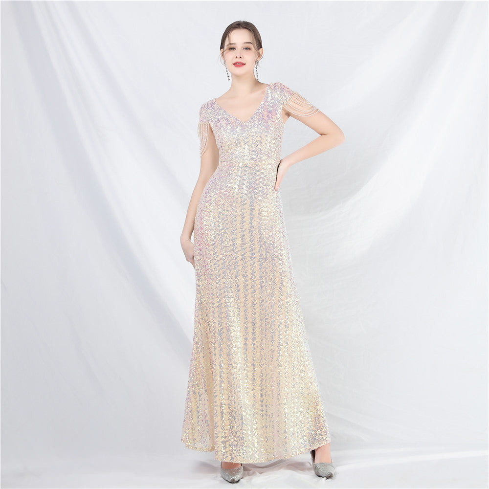 Sofya 31621 # New A-Line Large Hem Dress with Handcrafted Beads and Sequins, Long A-Line Evening Dress