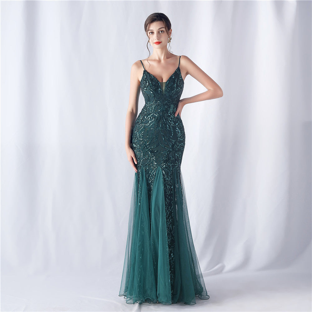 Sofya 31551 # Positioning Flower Beads Mesh New Product Classy Evening Dress
