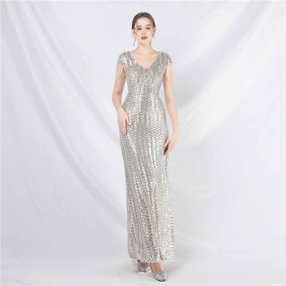 Sofya 31621 # New A-Line Large Hem Dress with Handcrafted Beads and Sequins, Long A-Line Evening Dress