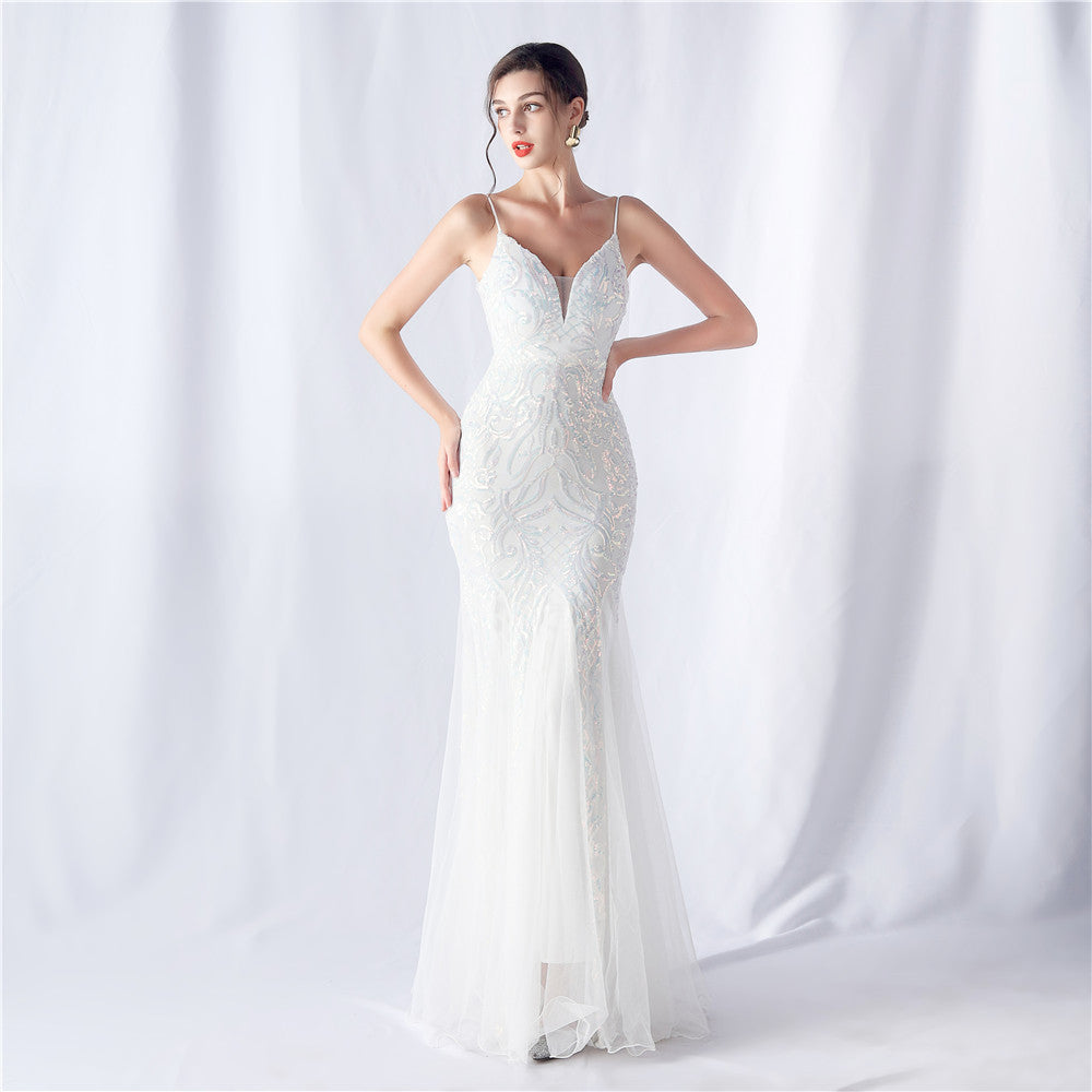 Sofya 31551 # Positioning Flower Beads Mesh New Product Classy Evening Dress